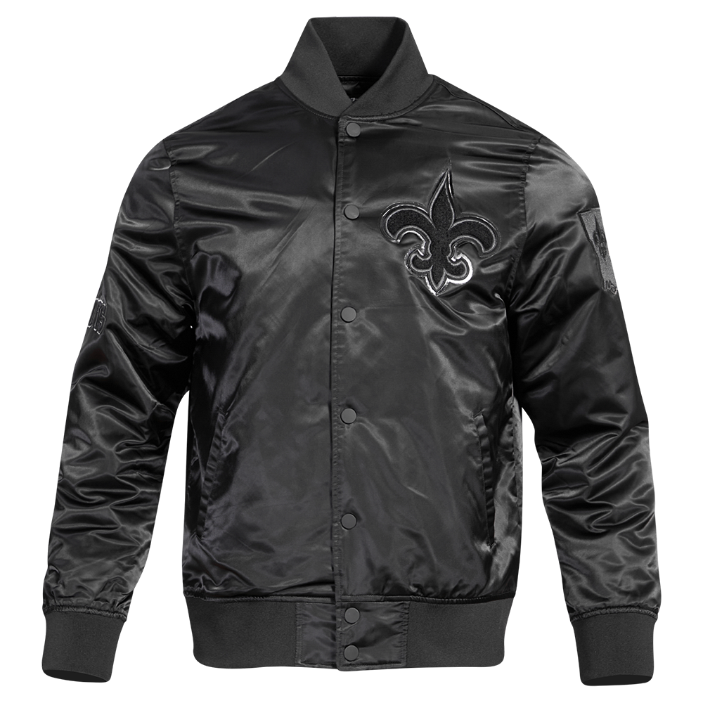 NFL NEW ORLEANS SAINTS TRIPLE BLACK BLOUSON EN SATIN POUR HOMME (TRIPLE NOIR HOMME)