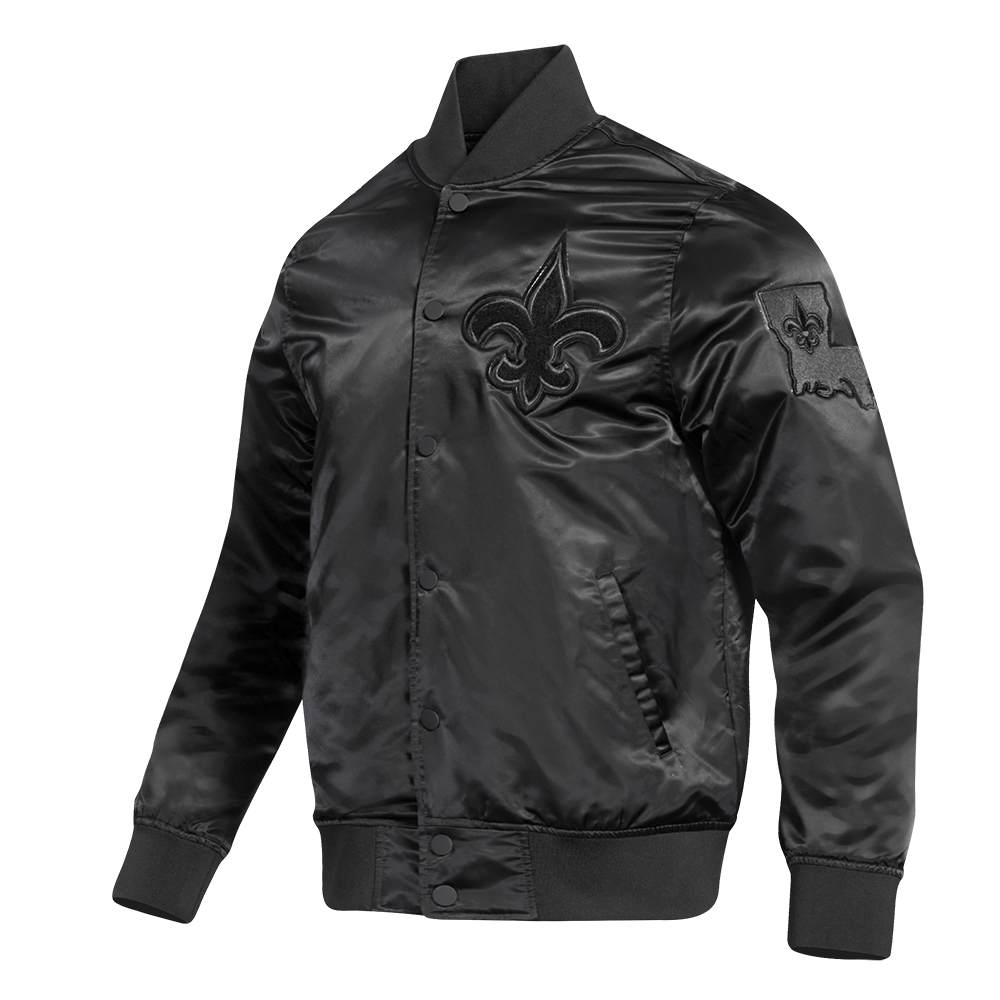 NFL NEW ORLEANS SAINTS TRIPLE BLACK BLOUSON EN SATIN POUR HOMME (TRIPLE NOIR HOMME)
