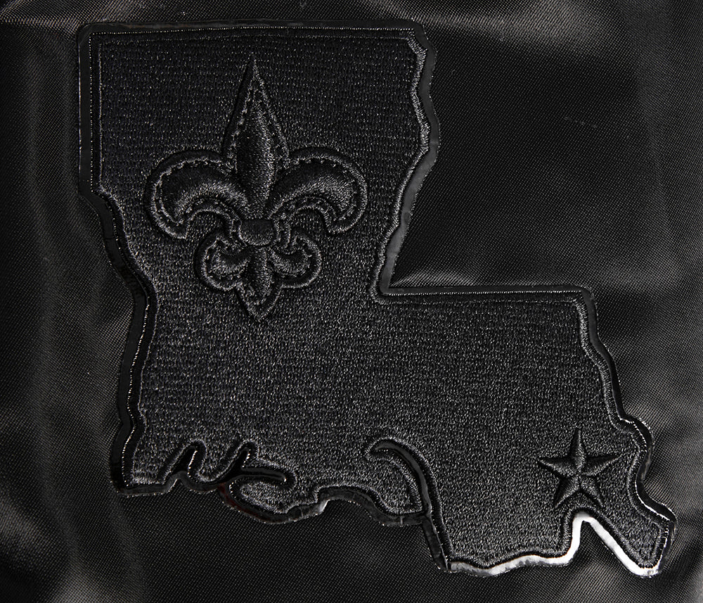 NFL NEW ORLEANS SAINTS TRIPLE BLACK BLOUSON EN SATIN POUR HOMME (TRIPLE NOIR HOMME)