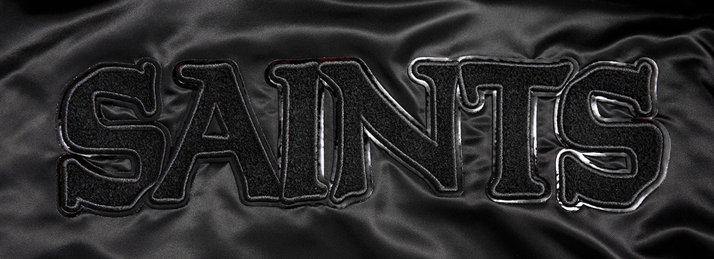 NFL NEW ORLEANS SAINTS TRIPLE BLACK BLOUSON EN SATIN POUR HOMME (TRIPLE NOIR HOMME)