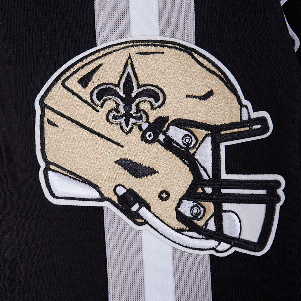 NFL NEW ORLEANS SAINTS PRO GAME DAY MEN'S DBL KNIT JACKET (BLACK/SILVER/WHITE)