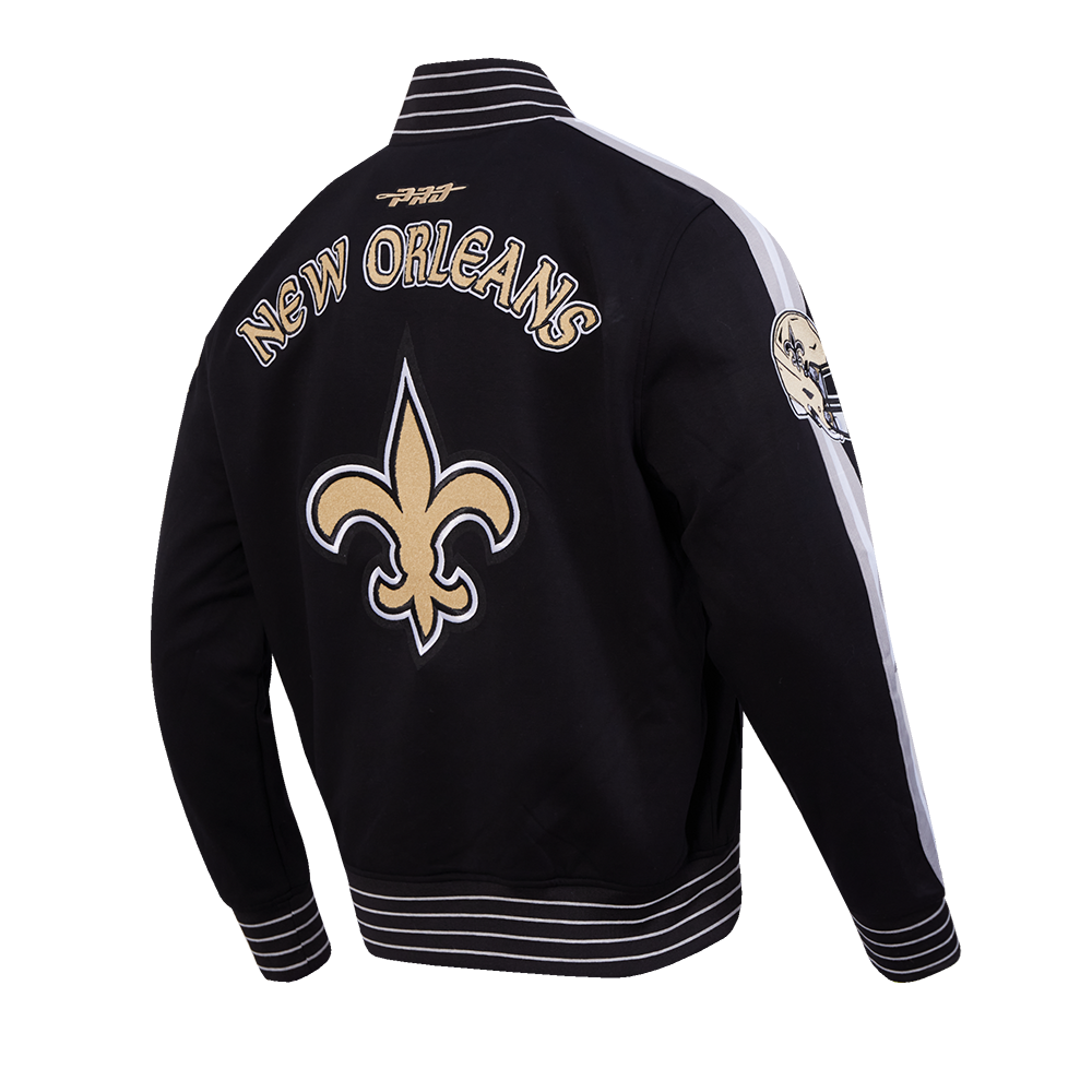 NFL NEW ORLEANS SAINTS PRO GAME DAY MEN'S DBL KNIT JACKET (BLACK/SILVER/WHITE)