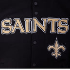 NFL NEW ORLEANS SAINTS PRO GAME DAY MEN'S DBL KNIT JACKET (BLACK/SILVER/WHITE)