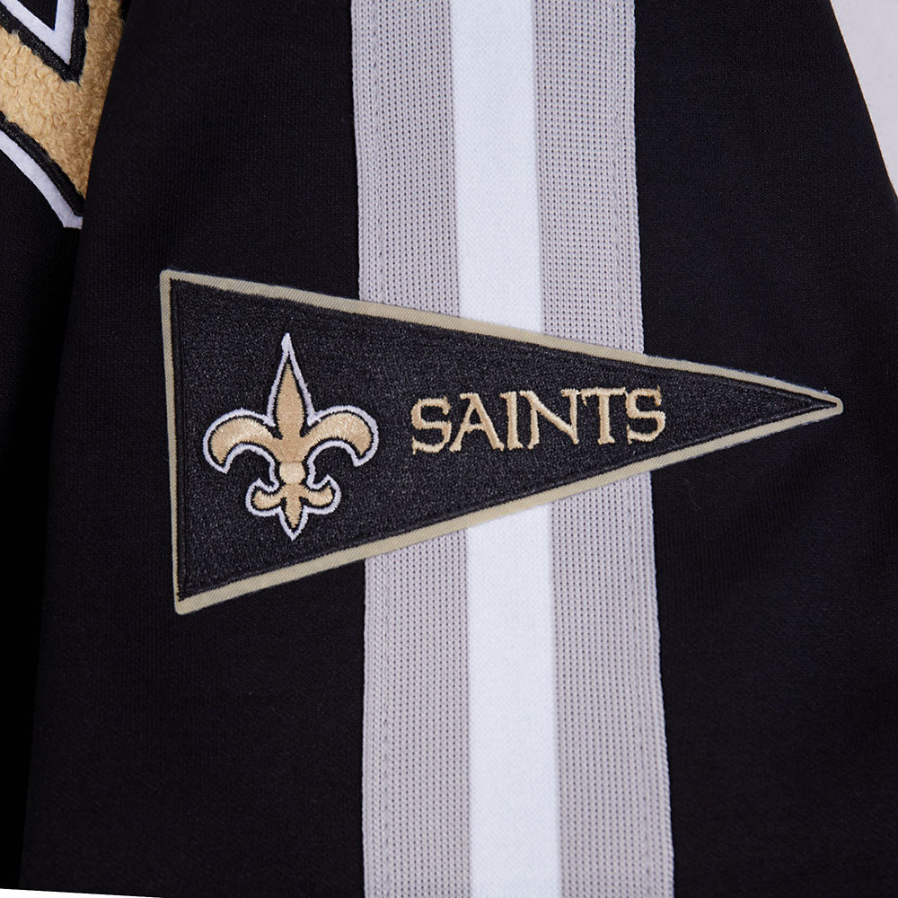 NFL NEW ORLEANS SAINTS PRO GAME DAY MEN'S DBL KNIT JACKET (BLACK/SILVER/WHITE)