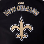NFL NEW ORLEANS SAINTS PRO GAME DAY MEN'S DBL KNIT JACKET (BLACK/SILVER/WHITE)