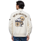 NFL NEW ORLEANS SAINTS BLOUSON RÉTRO PRO GAME DAY (COQUILLE D'ŒUF/TAUPE/COQUILLE D'ŒUF)