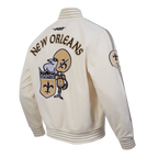 NFL NEW ORLEANS SAINTS BLOUSON RÉTRO PRO GAME DAY (COQUILLE D'ŒUF/TAUPE/COQUILLE D'ŒUF)