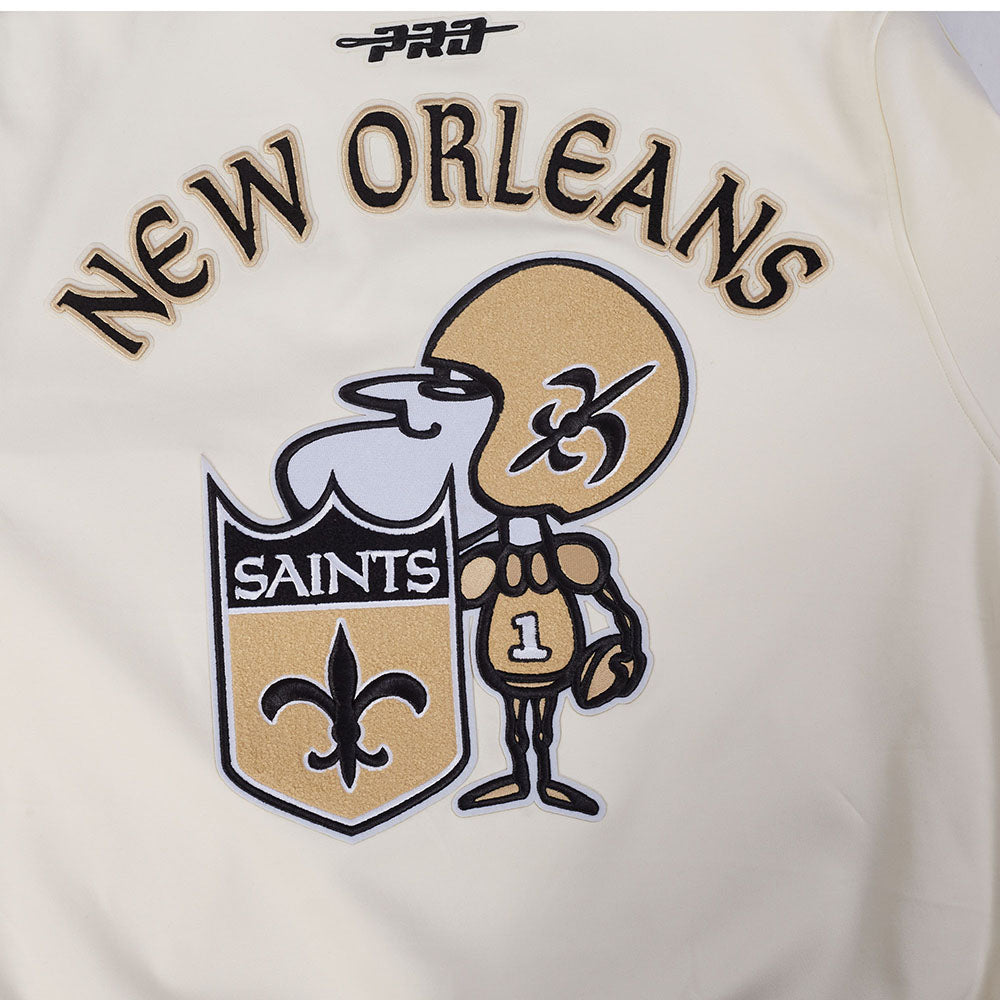 NFL NEW ORLEANS SAINTS BLOUSON RÉTRO PRO GAME DAY (COQUILLE D'ŒUF/TAUPE/COQUILLE D'ŒUF)