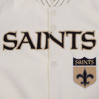 NFL NEW ORLEANS SAINTS BLOUSON RÉTRO PRO GAME DAY (COQUILLE D'ŒUF/TAUPE/COQUILLE D'ŒUF)
