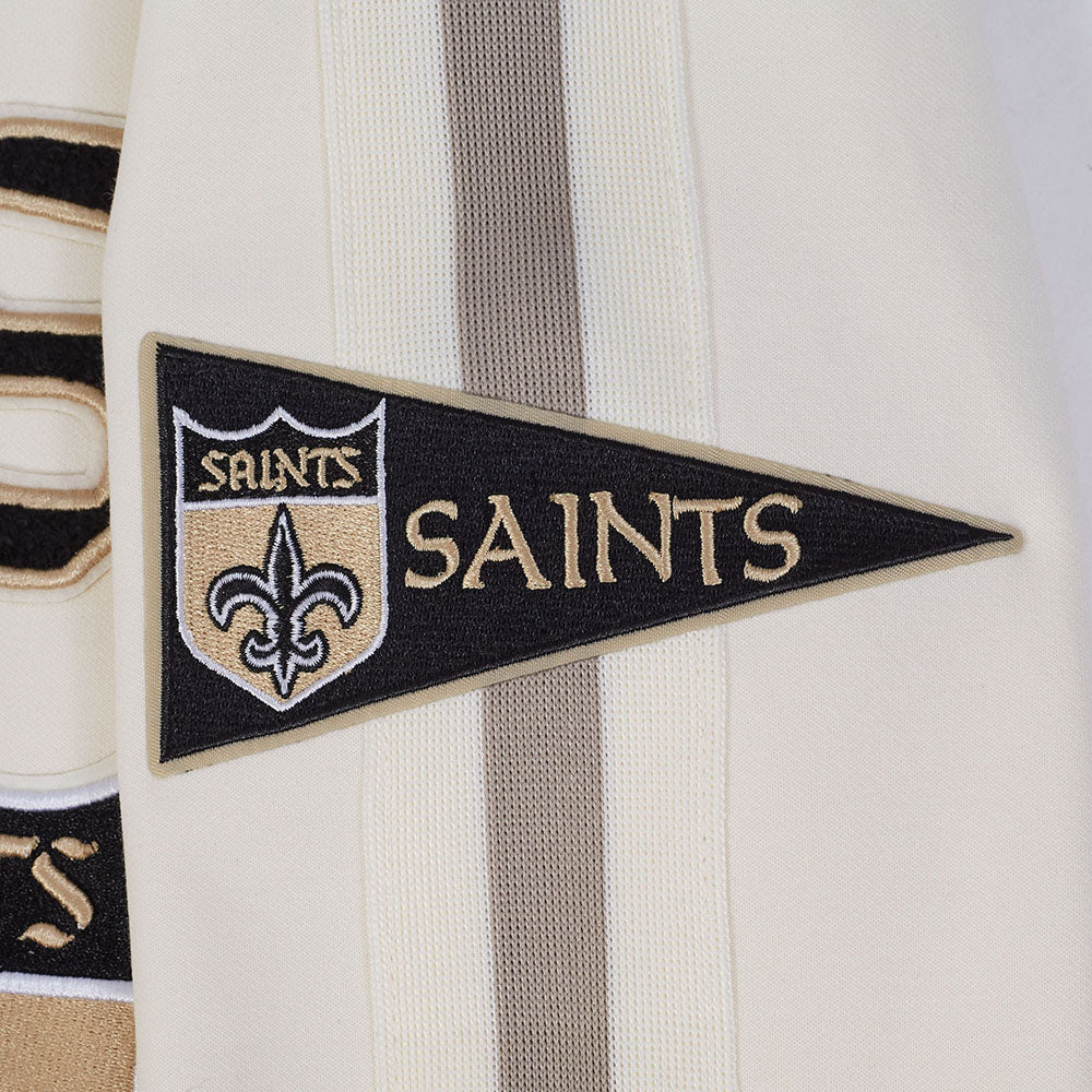 NFL NEW ORLEANS SAINTS BLOUSON RÉTRO PRO GAME DAY (COQUILLE D'ŒUF/TAUPE/COQUILLE D'ŒUF)