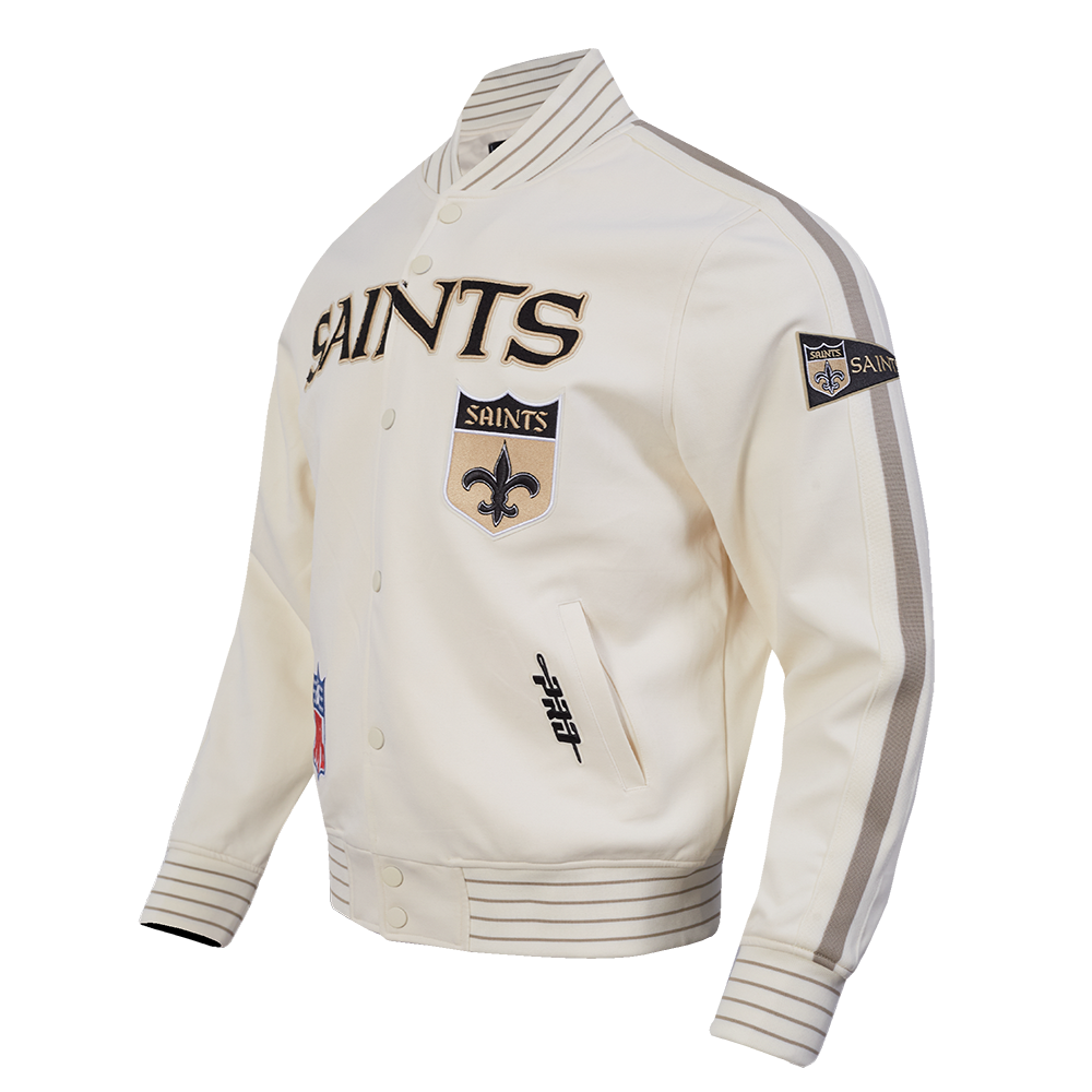 NFL NEW ORLEANS SAINTS BLOUSON RÉTRO PRO GAME DAY (COQUILLE D'ŒUF/TAUPE/COQUILLE D'ŒUF)