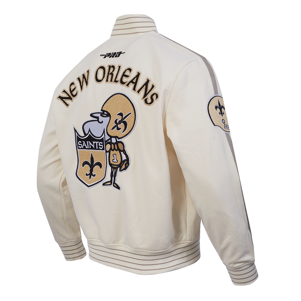 NFL NEW ORLEANS SAINTS BLOUSON RÉTRO PRO GAME DAY (COQUILLE D'ŒUF/TAUPE/COQUILLE D'ŒUF)