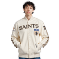 NFL NEW ORLEANS SAINTS BLOUSON RÉTRO PRO GAME DAY (COQUILLE D'ŒUF/TAUPE/COQUILLE D'ŒUF)