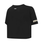 NFL NEW ORLEANS SAINTS SCRIPT TAIL T-SHIRT EN JERSEY SIMPLE À COUPE CARRÉE POUR FEMME (NOIR)
