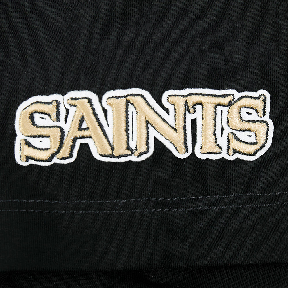 NFL NEW ORLEANS SAINTS SCRIPT TAIL T-SHIRT EN JERSEY SIMPLE À COUPE CARRÉE POUR FEMME (NOIR)