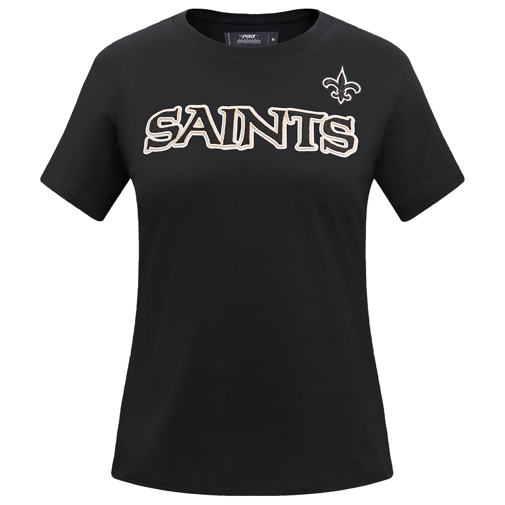 NFL NEW ORLEANS SAINTS CLASSIC T-SHIRT AJUSTÉ EN JERSEY SIMPLE À MANCHES COURTES POUR FEMME (NOIR)