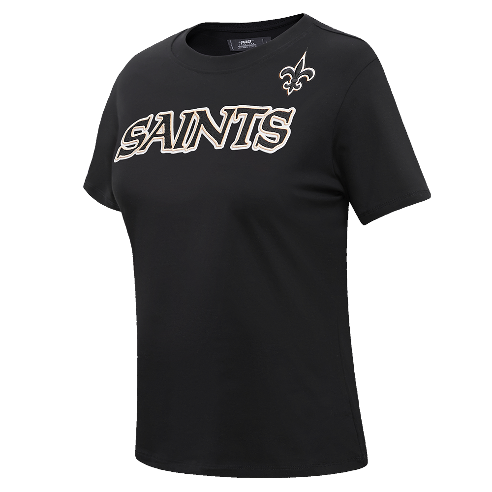 NFL NEW ORLEANS SAINTS CLASSIC SHORT SLEEVE WOMEN'S SINGLE JERSEY SLIM FIT TEE (BLACK)