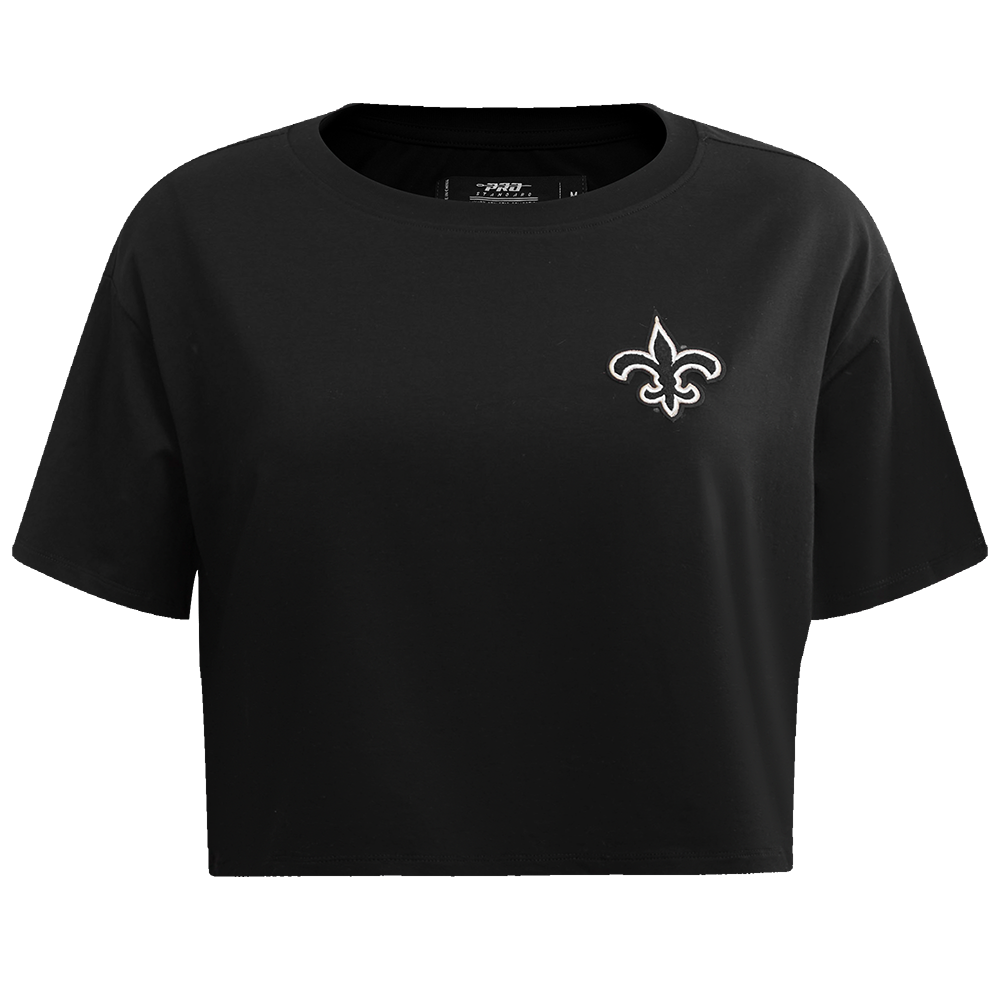 NFL NEW ORLEANS SAINTS CLASSIC T-SHIRT EN JERSEY SIMPLE À COUPE CARRÉE POUR FEMME (NOIR)