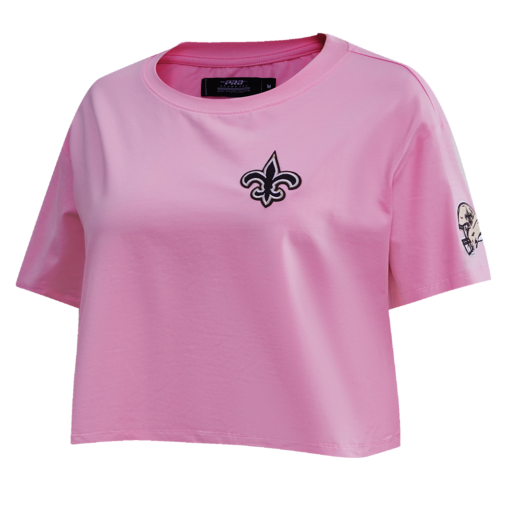 NFL NEW ORLEANS SAINTS CLASSIC SINGLE JERSEY BOXY TEE (PINK)