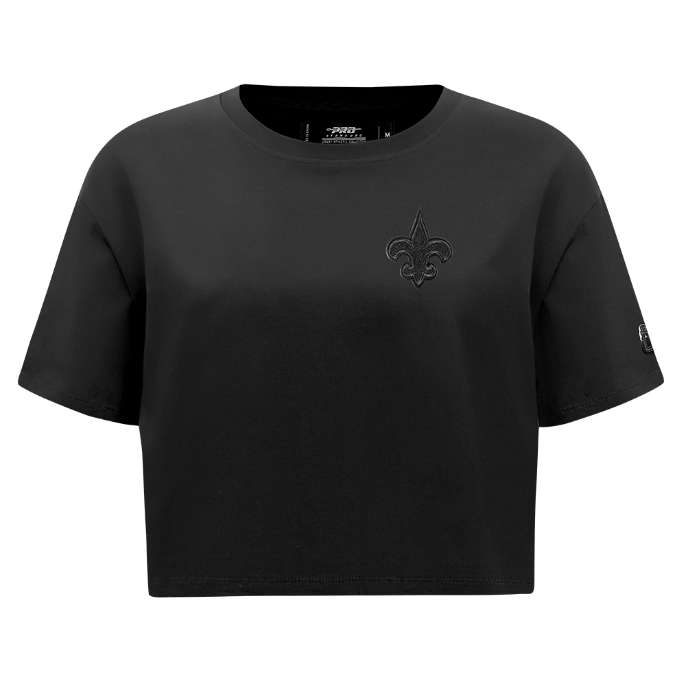 NFL NEW ORLEANS SAINTS TRIPLE BLACK WOMEN'S SINGLE JERSEY BOXY TEE (TRIPLE BLACK)