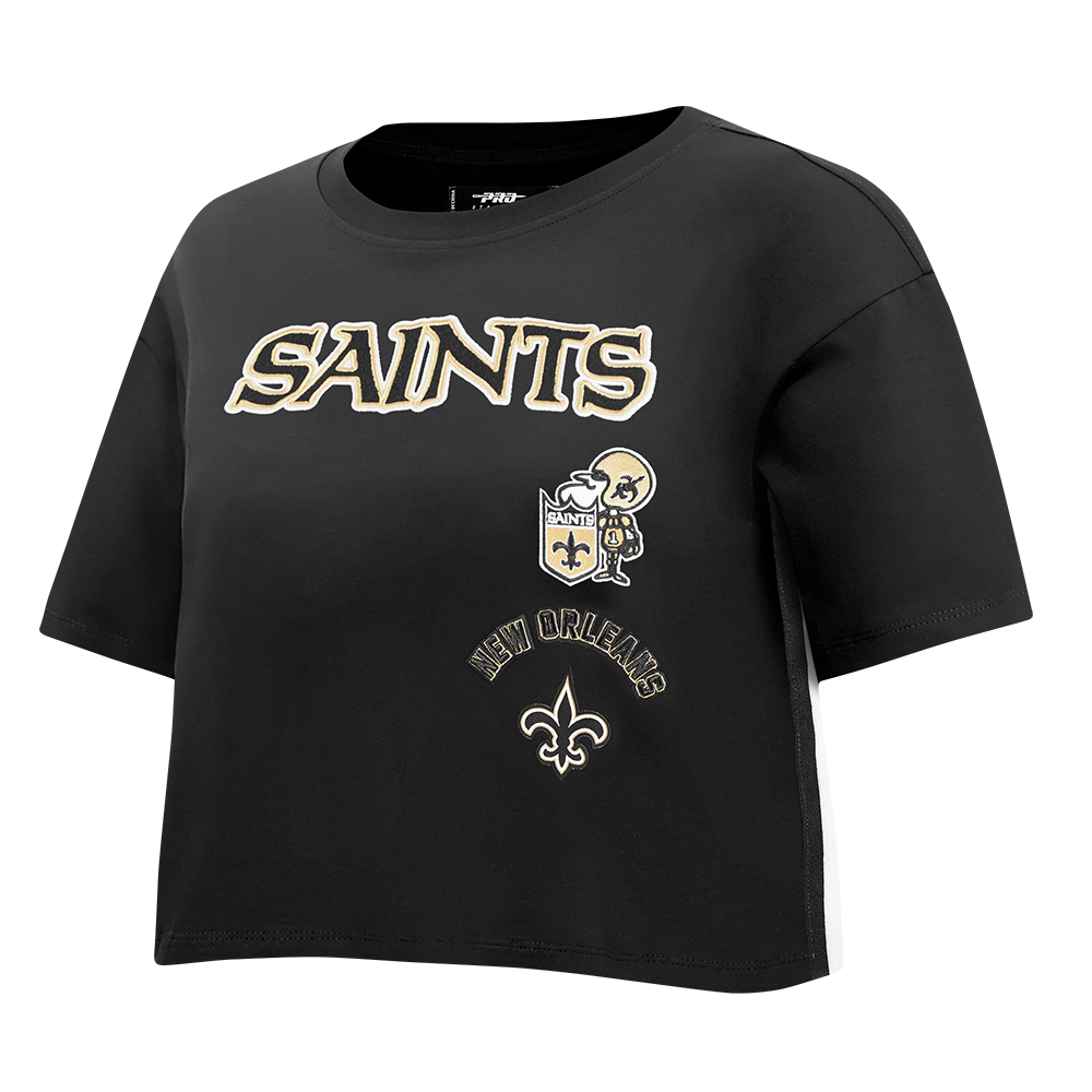 NFL NEW ORLEANS SAINTS RETRO CLASSIC T-SHIRT À COUPE CARRÉE POUR FEMME (NOIR)