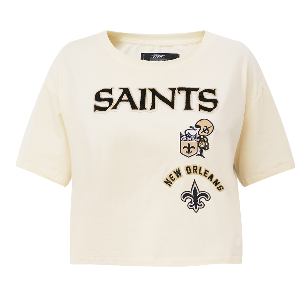 NFL NEW ORLEANS SAINTS RETRO CLASSIC T-SHIRT À COUPE CARRÉE POUR FEMME (COQUILLE D'ŒUF)