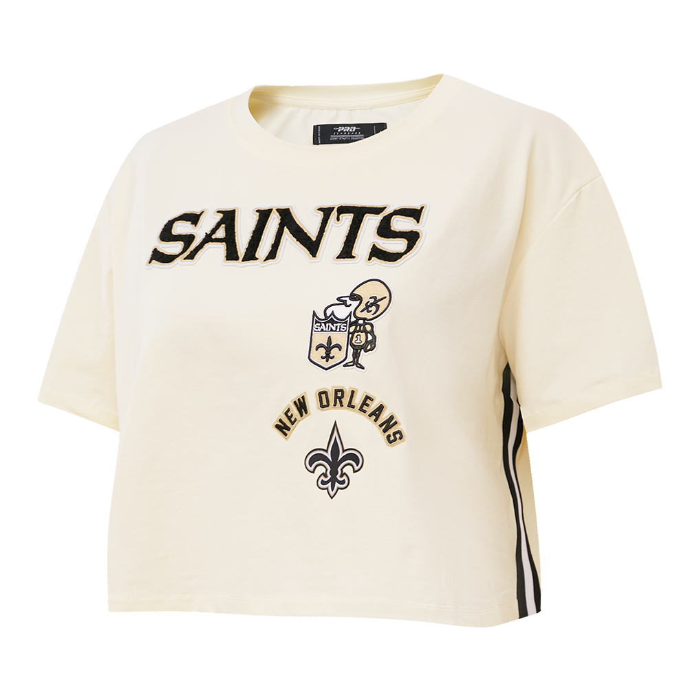 NFL NEW ORLEANS SAINTS RETRO CLASSIC T-SHIRT À COUPE CARRÉE POUR FEMME (COQUILLE D'ŒUF)