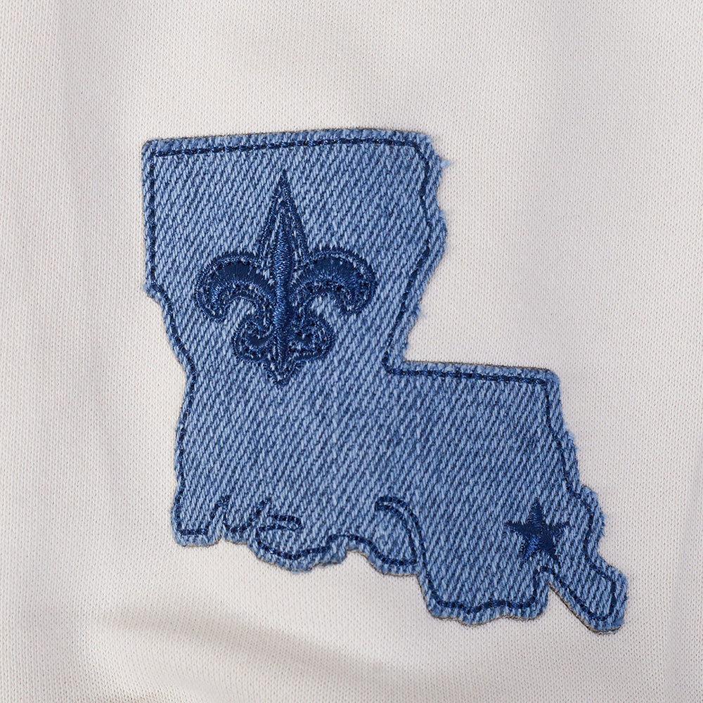 NFL NEW ORLEANS SAINTS VARSITY BLUES WOMEN'S FLC CREWNECK (LINEN)