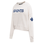 NFL NEW ORLEANS SAINTS VARSITY BLUES WOMEN'S FLC CREWNECK (LINEN)
