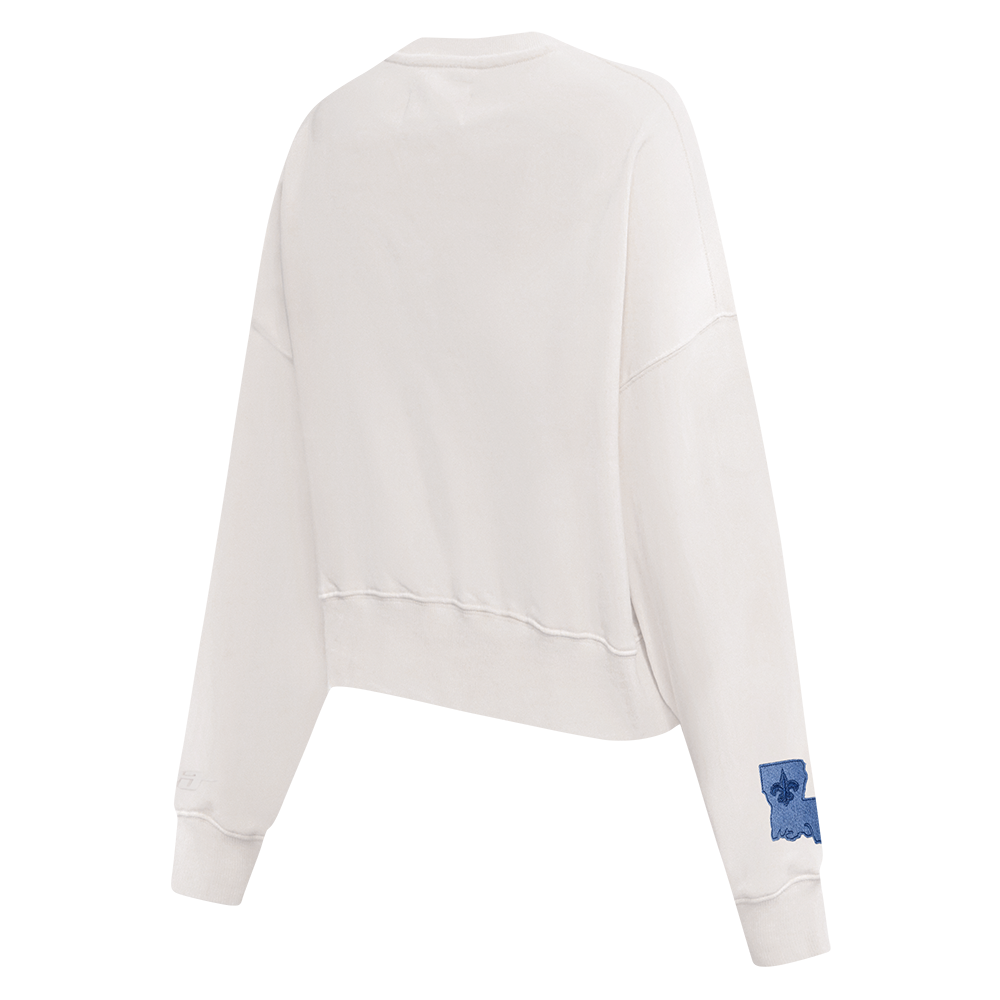 NFL NEW ORLEANS SAINTS VARSITY BLUES WOMEN'S FLC CREWNECK (LINEN)