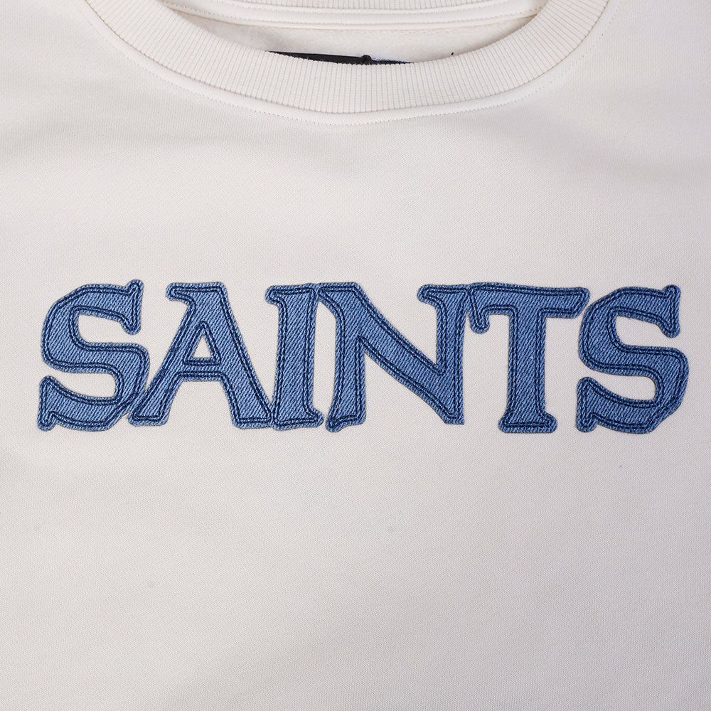 NFL NEW ORLEANS SAINTS VARSITY BLUES WOMEN'S FLC CREWNECK (LINEN)