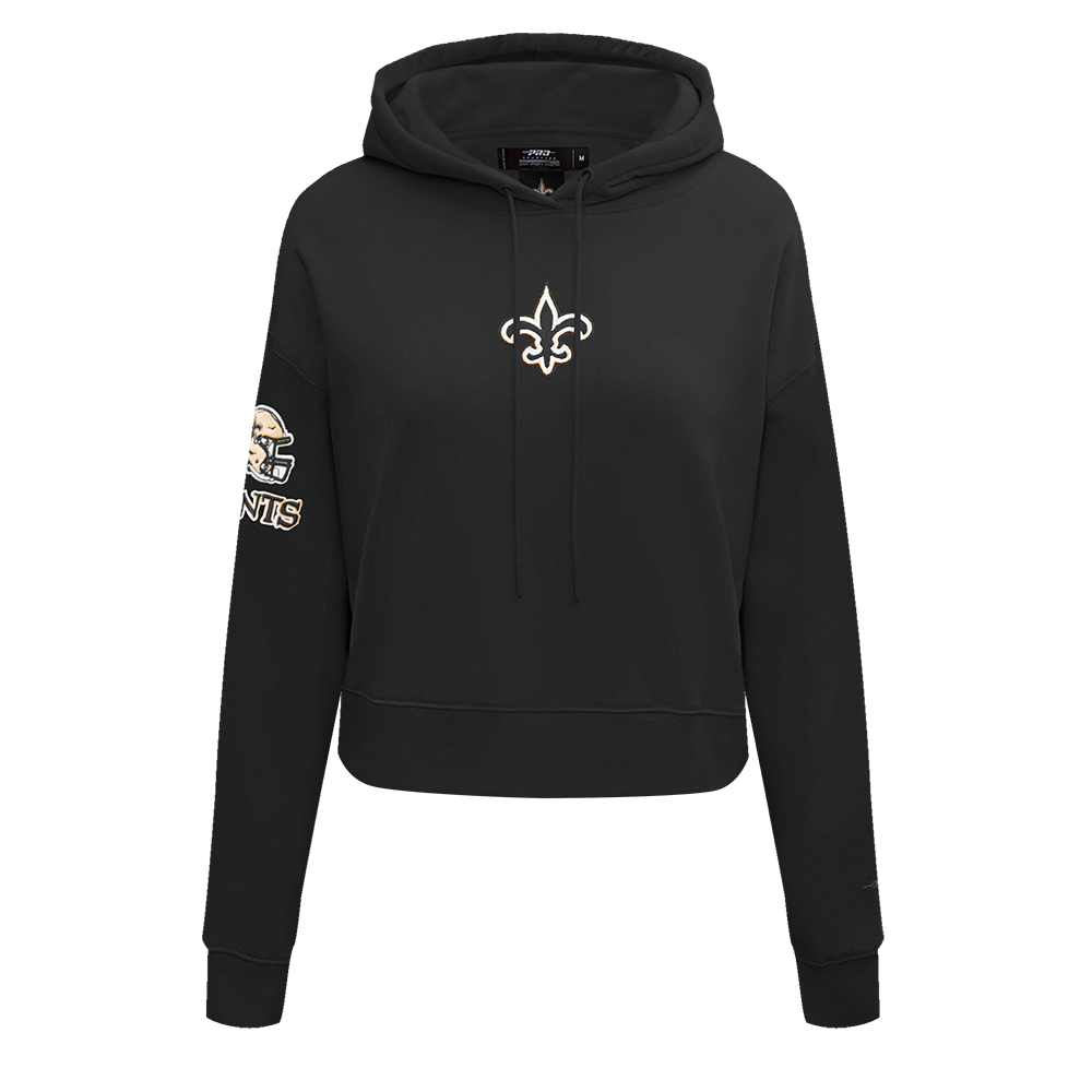 NFL NEW ORLEANS SAINTS CLASSIC CHANDAIL À CAPUCHON COURT EN MOLLETON POUR FEMME (NOIR)