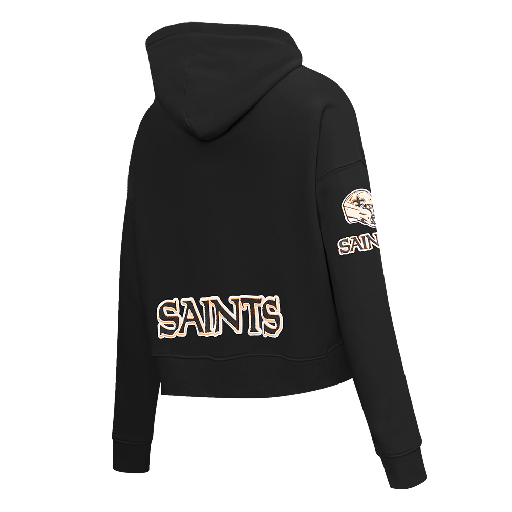 NFL NEW ORLEANS SAINTS CLASSIC CHANDAIL À CAPUCHON COURT EN MOLLETON POUR FEMME (NOIR)