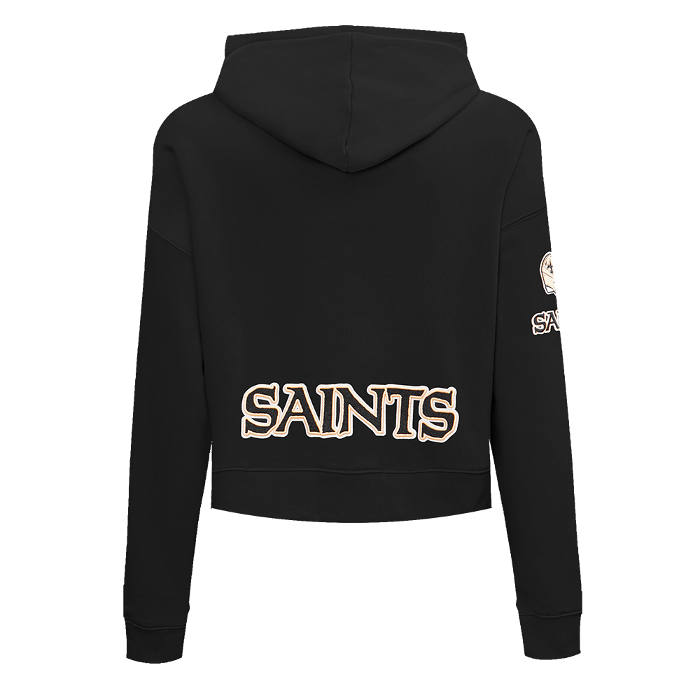 NFL NEW ORLEANS SAINTS CLASSIC CHANDAIL À CAPUCHON COURT EN MOLLETON POUR FEMME (NOIR)