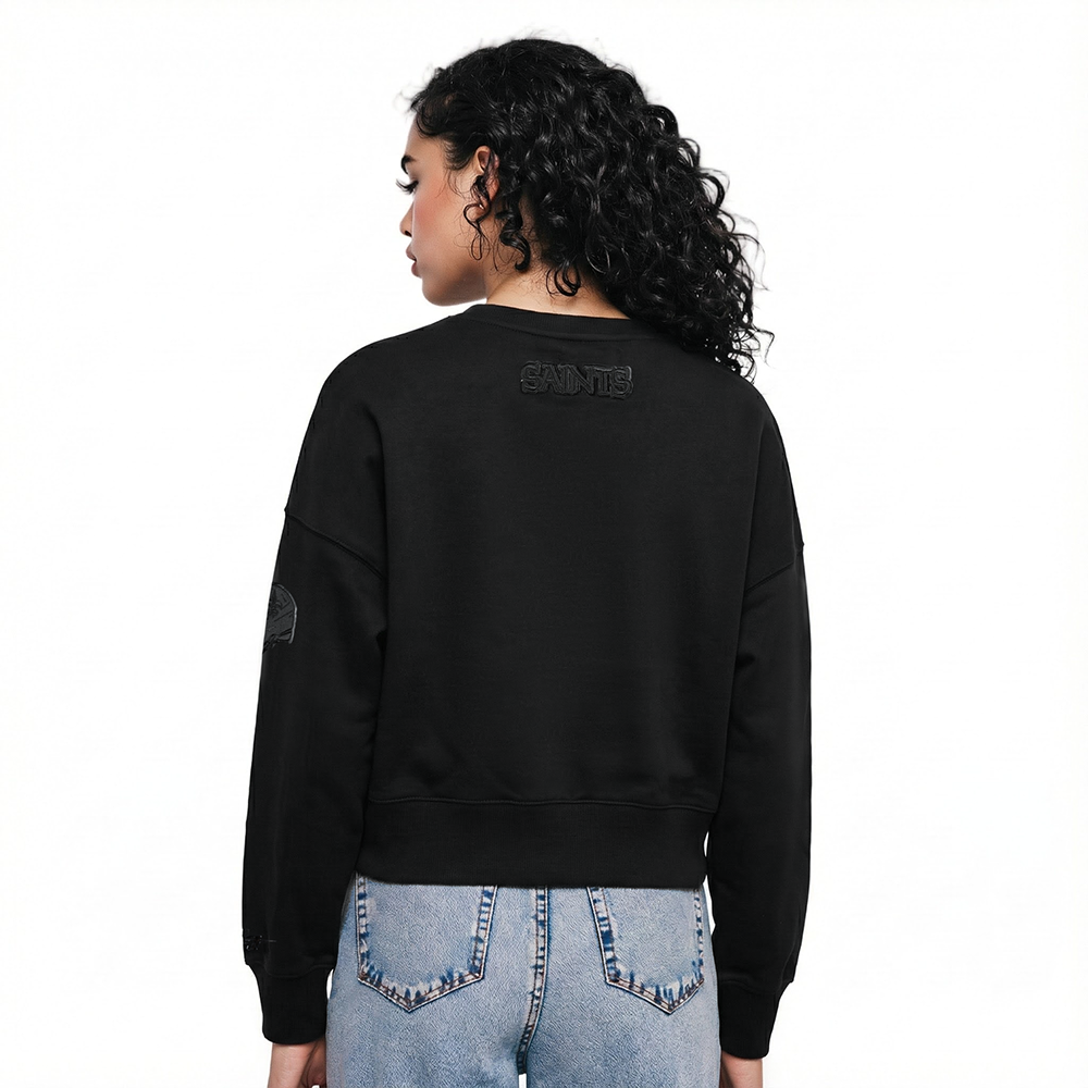 NFL NEW ORLEANS SAINTS TRIPLE BLACK CHANDAIL À COL ROND EN MOLLETON POUR FEMME (TRIPLE NOIR FEMME)