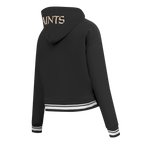 NFL NEW ORLEANS SAINTS MASHUP WOMEN'S RIB CROPPED PO HOODIE (BLACK)