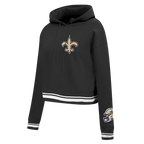 NFL NEW ORLEANS SAINTS MASHUP WOMEN'S RIB CROPPED PO HOODIE (BLACK)