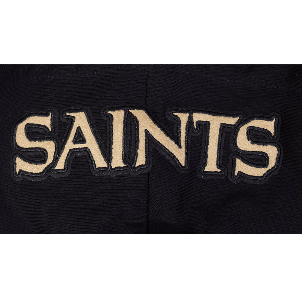 NFL NEW ORLEANS SAINTS MASHUP WOMEN'S RIB CROPPED PO HOODIE (BLACK)