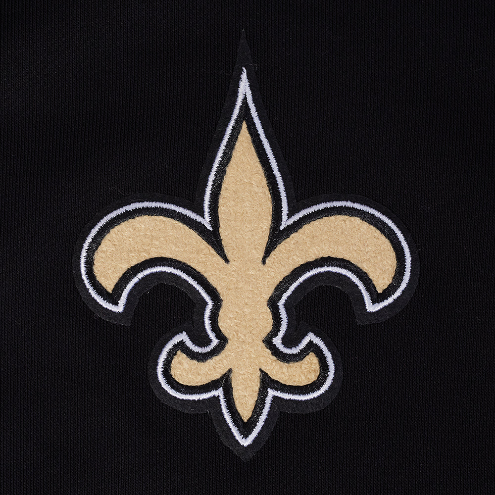NFL NEW ORLEANS SAINTS MASHUP WOMEN'S RIB CROPPED PO HOODIE (BLACK)