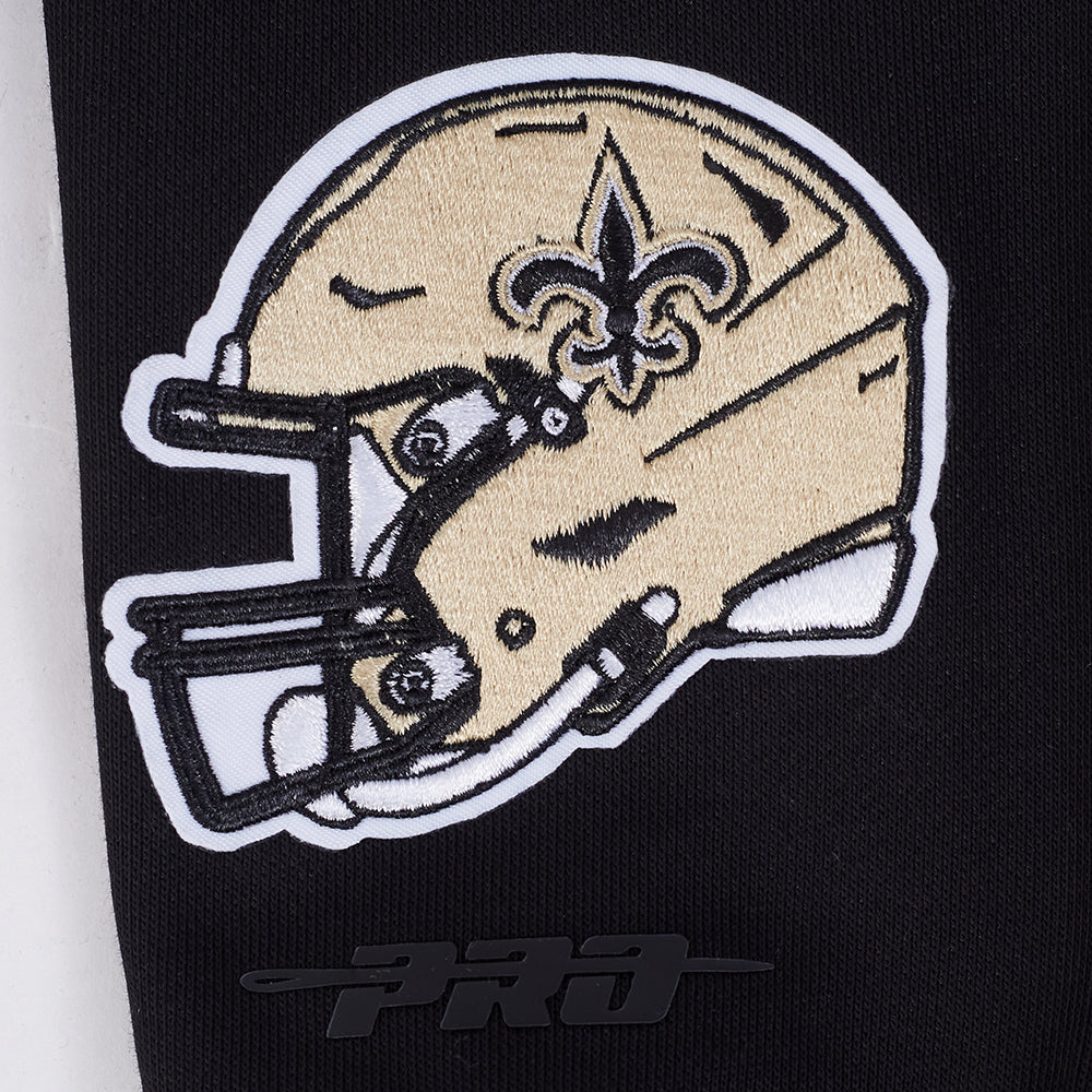 NFL NEW ORLEANS SAINTS MASHUP WOMEN'S RIB CROPPED PO HOODIE (BLACK)