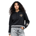 NFL NEW ORLEANS SAINTS MASHUP WOMEN'S RIB CROPPED PO HOODIE (BLACK)