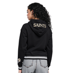 NFL NEW ORLEANS SAINTS MASHUP WOMEN'S RIB CROPPED PO HOODIE (BLACK)