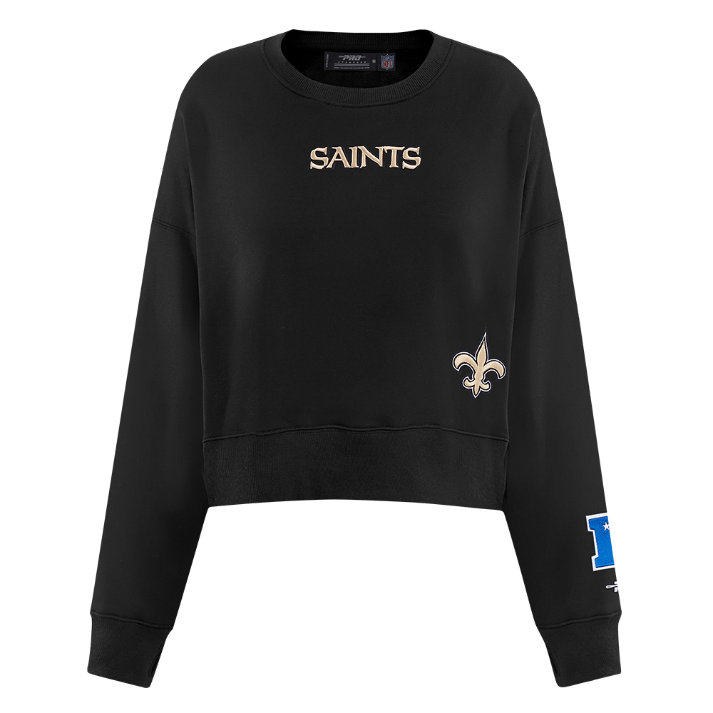NFL NEW ORLEANS SAINTS WINGSPAN WOMEN'S FLC CREWNECK (BLACK)