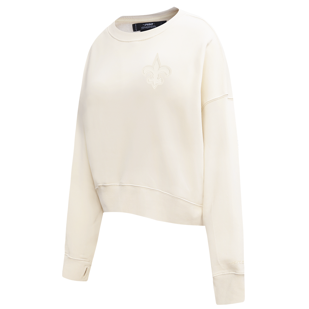 NFL NEW ORLEANS SAINTS NEUTRAL WOMEN'S FLEECE CREWNECK (EGGSHELL)