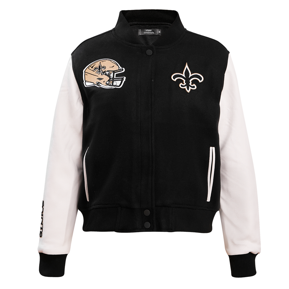 NFL NEW ORLEANS SAINTS CLASSIC WOMEN'S WOOL VARSITY JACKET (BLACK)