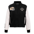 NFL NEW ORLEANS SAINTS CLASSIC WOMEN'S WOOL VARSITY JACKET (BLACK)