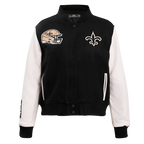 NFL NEW ORLEANS SAINTS CLASSIC WOMEN'S WOOL VARSITY JACKET (BLACK)