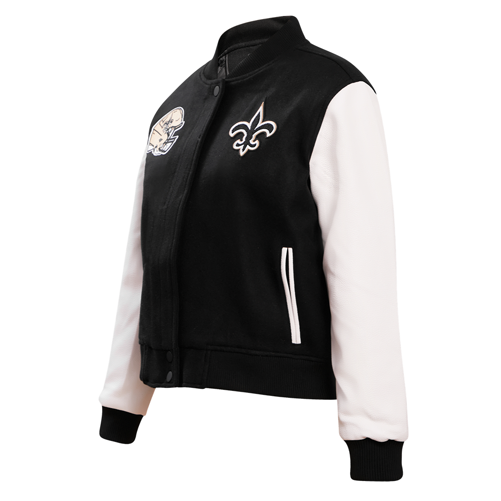 NFL NEW ORLEANS SAINTS CLASSIC WOMEN'S WOOL VARSITY JACKET (BLACK)