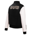 NFL NEW ORLEANS SAINTS CLASSIC WOMEN'S WOOL VARSITY JACKET (BLACK)