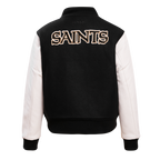 NFL NEW ORLEANS SAINTS CLASSIC WOMEN'S WOOL VARSITY JACKET (BLACK)